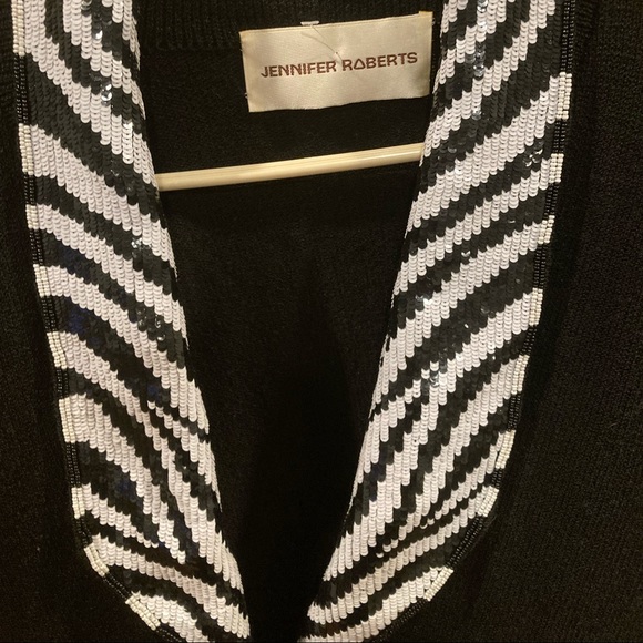 Vintage Jennifer Roberts Knit Black Sequin Jacket - Picture 3 of 11